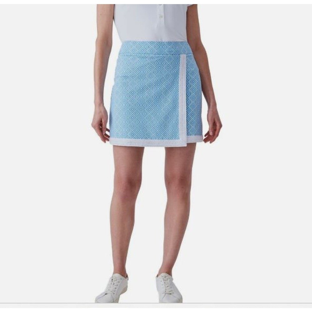 J. McLaughlin Skort Women's XS Blue Green Quilted Diamond Golf Pickleball NEW
